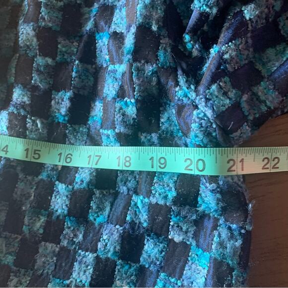 RARE Designer Lily Samii | Blue Checkered Jacket Silk blend jacquard brocade - Picture 11 of 16